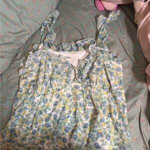 wild fable Blue & Yellow Floral Tie-Front Camisole